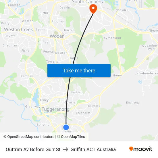 Outtrim Av Before Gurr St to Griffith ACT Australia map