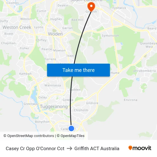 Casey Cr Opp O'Connor Cct to Griffith ACT Australia map
