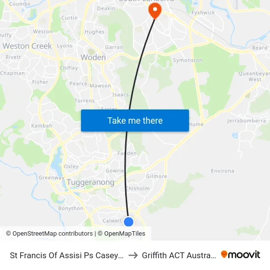 St Francis Of Assisi Ps Casey Cr to Griffith ACT Australia map