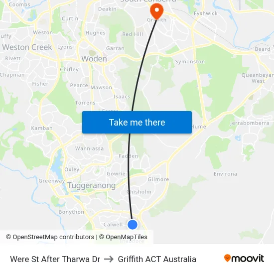 Were St After Tharwa Dr to Griffith ACT Australia map