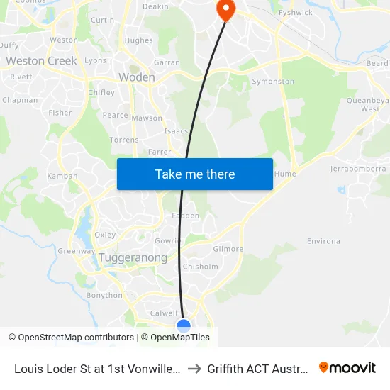 Louis Loder St at 1st Vonwiller Cr to Griffith ACT Australia map