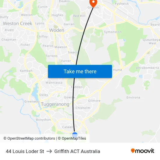 44 Louis Loder St to Griffith ACT Australia map