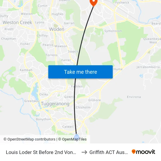 Louis Loder St Before 2nd Vonwiller Cr to Griffith ACT Australia map