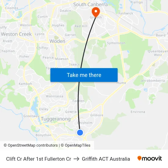 Clift Cr After 1st Fullerton Cr to Griffith ACT Australia map