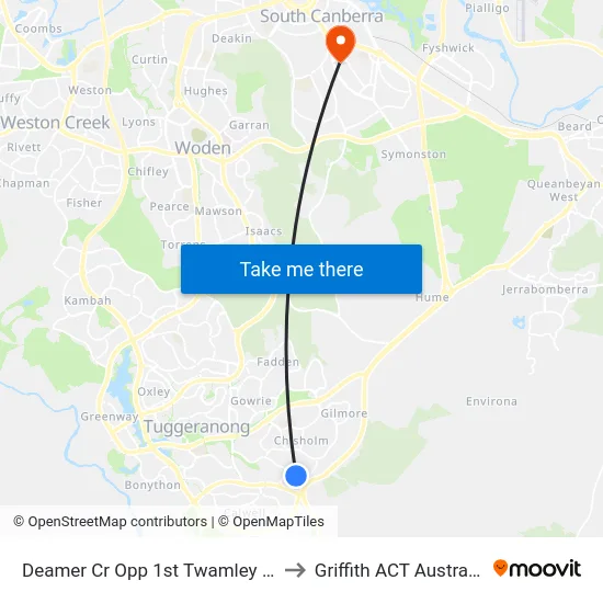 Deamer Cr Opp 1st Twamley Cr to Griffith ACT Australia map