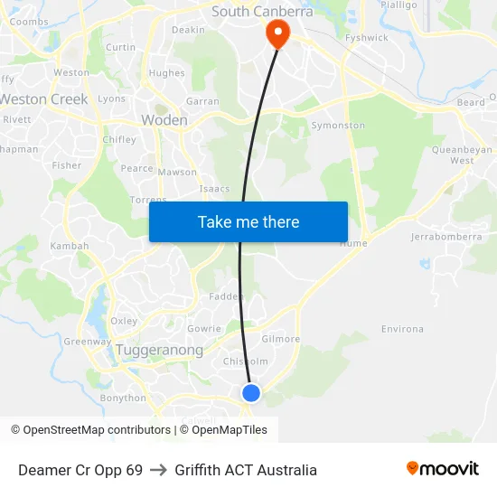 Deamer Cr Opp 69 to Griffith ACT Australia map