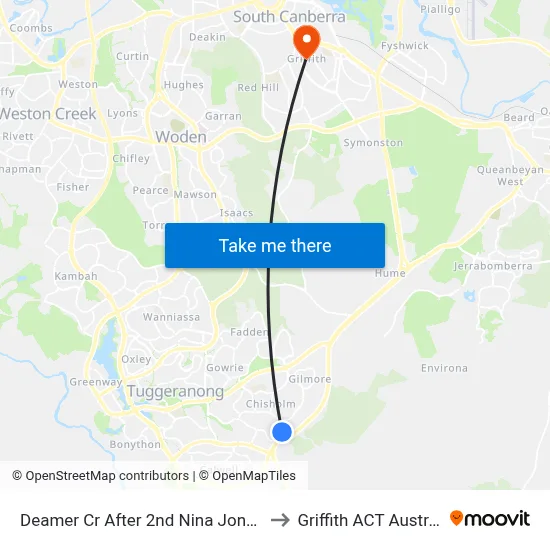 Deamer Cr After 2nd Nina Jones Cr to Griffith ACT Australia map