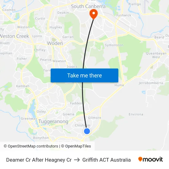 Deamer Cr After Heagney Cr to Griffith ACT Australia map