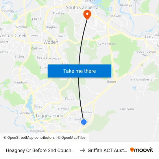 Heagney Cr Before 2nd Couchman Cr to Griffith ACT Australia map