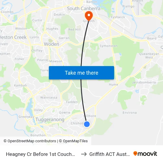 Heagney Cr Before 1st Couchman Cr to Griffith ACT Australia map