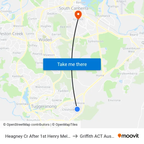 Heagney Cr After 1st Henry Melville Cr to Griffith ACT Australia map