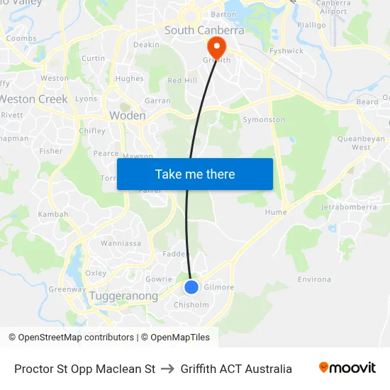 Proctor St Opp Maclean St to Griffith ACT Australia map
