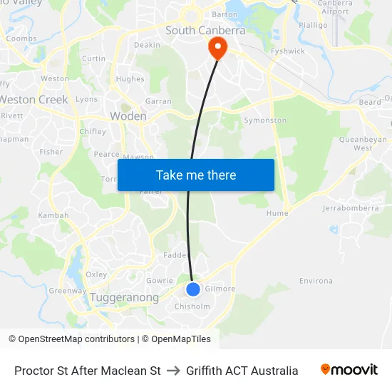 Proctor St After Maclean St to Griffith ACT Australia map