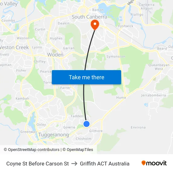 Coyne St Before Carson St to Griffith ACT Australia map