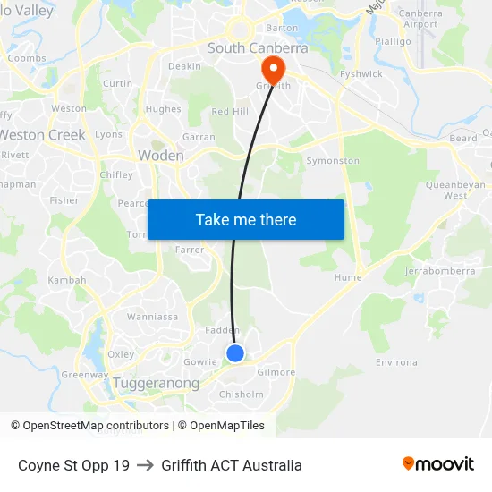 Coyne St Opp 19 to Griffith ACT Australia map