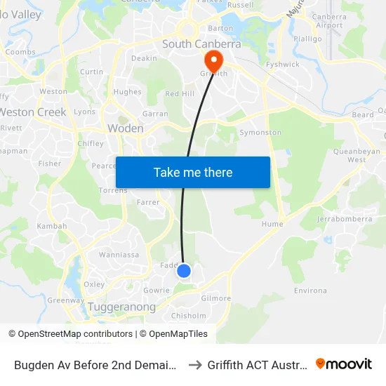 Bugden Av Before 2nd Demaine Cr to Griffith ACT Australia map