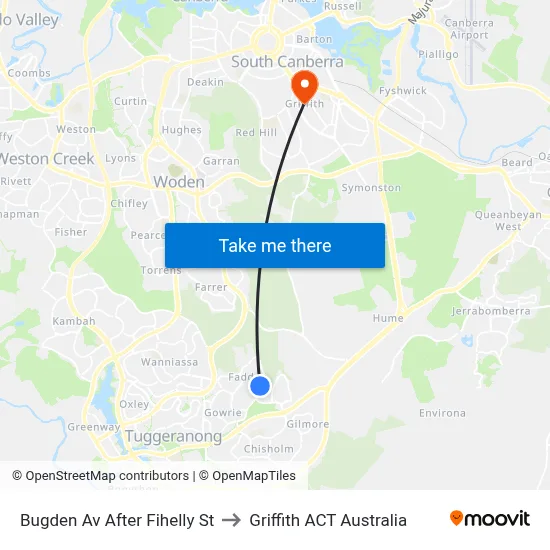 Bugden Av After Fihelly St to Griffith ACT Australia map