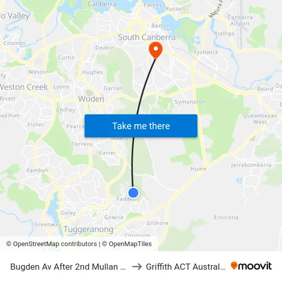 Bugden Av After 2nd Mullan St to Griffith ACT Australia map