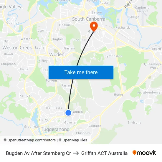 Bugden Av After Sternberg Cr to Griffith ACT Australia map