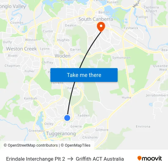 Erindale Interchange Plt 2 to Griffith ACT Australia map