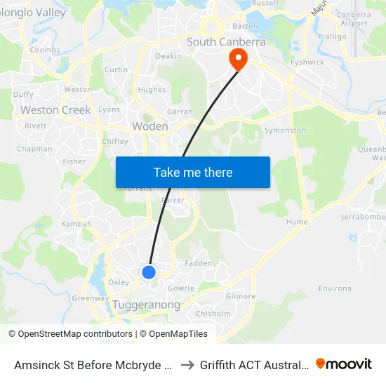 Amsinck St Before Mcbryde Cr to Griffith ACT Australia map