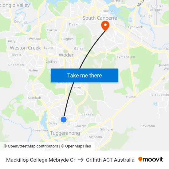Mackillop College Mcbryde Cr to Griffith ACT Australia map