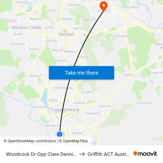 Woodcock Dr Opp Clare Dennis Av to Griffith ACT Australia map