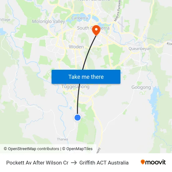 Pockett Av After Wilson Cr to Griffith ACT Australia map
