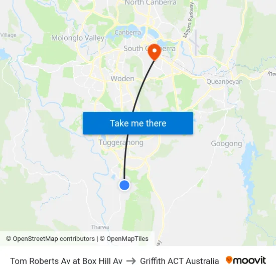 Tom Roberts Av at Box Hill Av to Griffith ACT Australia map