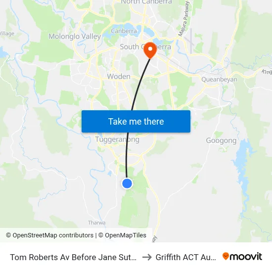 Tom Roberts Av Before Jane Sutherland St to Griffith ACT Australia map