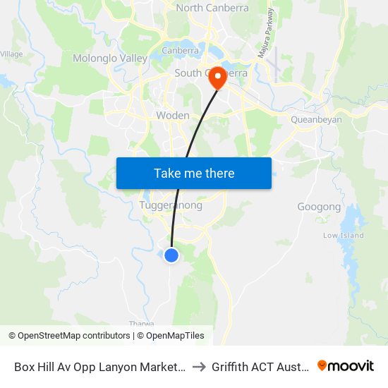Box Hill Av Opp Lanyon Marketplace to Griffith ACT Australia map