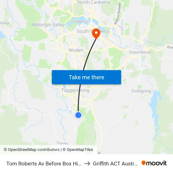 Tom Roberts Av Before Box Hill Av to Griffith ACT Australia map