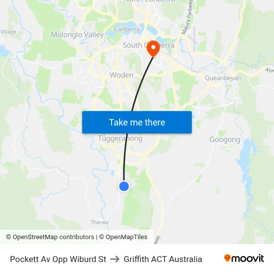 Pockett Av Opp Wiburd St to Griffith ACT Australia map