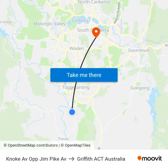 Knoke Av Opp Jim Pike Av to Griffith ACT Australia map