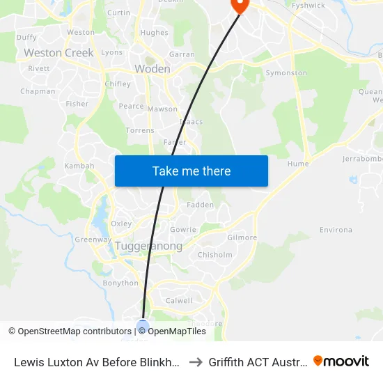 Lewis Luxton Av Before Blinkhorn Pl to Griffith ACT Australia map
