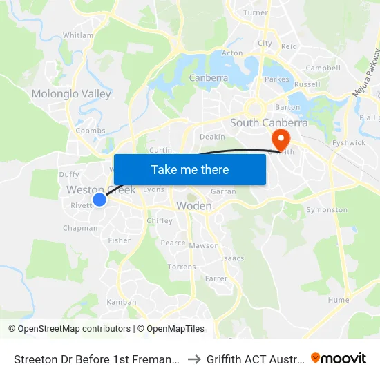 Streeton Dr Before 1st Fremantle Dr to Griffith ACT Australia map