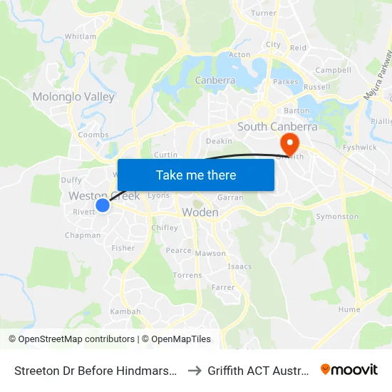 Streeton Dr Before Hindmarsh Dr to Griffith ACT Australia map
