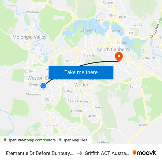 Fremantle Dr Before Bunbury St to Griffith ACT Australia map