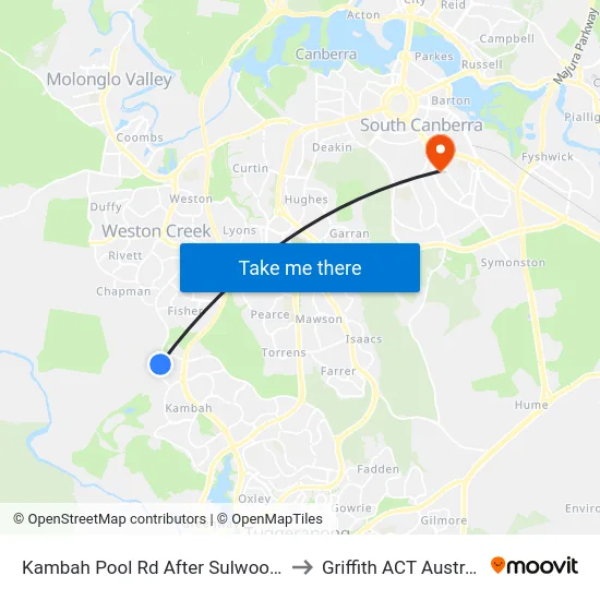 Kambah Pool Rd After Sulwood Dr to Griffith ACT Australia map