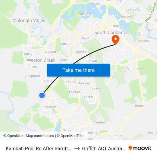Kambah Pool Rd After Barritt St to Griffith ACT Australia map