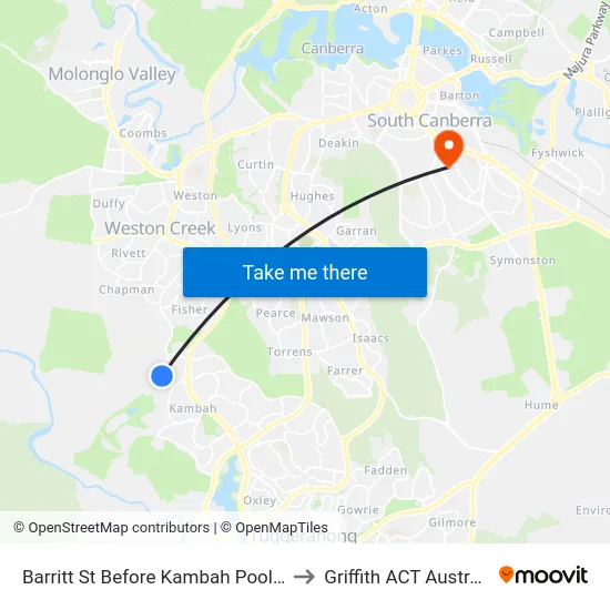 Barritt St Before Kambah Pool Rd to Griffith ACT Australia map