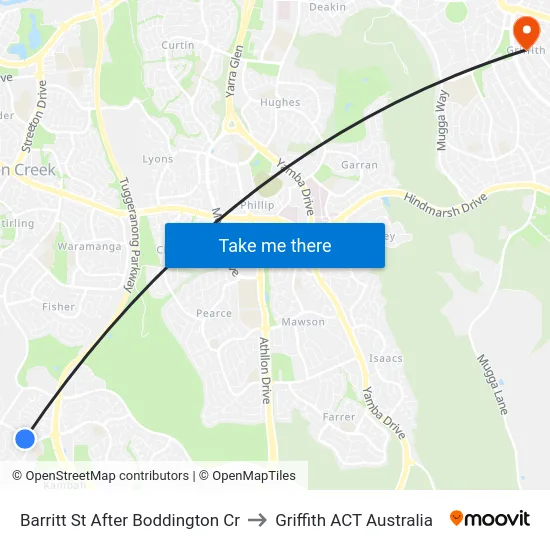 Barritt St After Boddington Cr to Griffith ACT Australia map