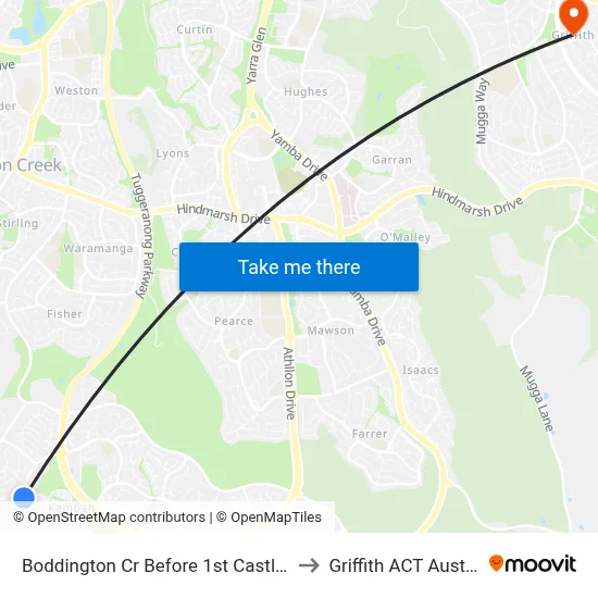 Boddington Cr Before 1st Castley Cct to Griffith ACT Australia map