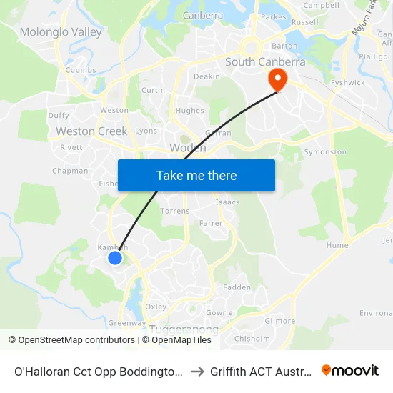O'Halloran Cct Opp Boddington Cr to Griffith ACT Australia map