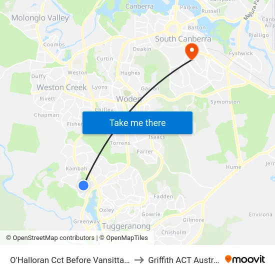 O'Halloran Cct Before Vansittart Cr to Griffith ACT Australia map