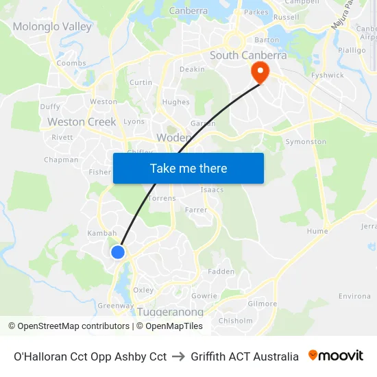 O'Halloran Cct Opp Ashby Cct to Griffith ACT Australia map