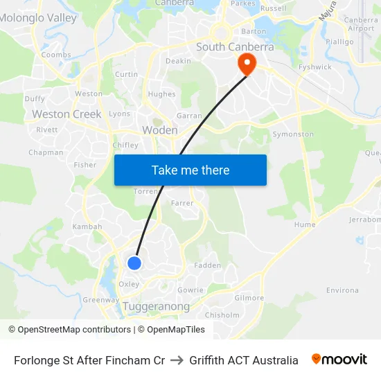 Forlonge St After Fincham Cr to Griffith ACT Australia map