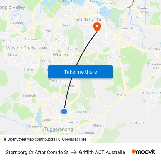 Sternberg Cr After Comrie St to Griffith ACT Australia map