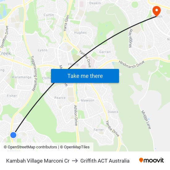 Kambah Village Marconi Cr to Griffith ACT Australia map