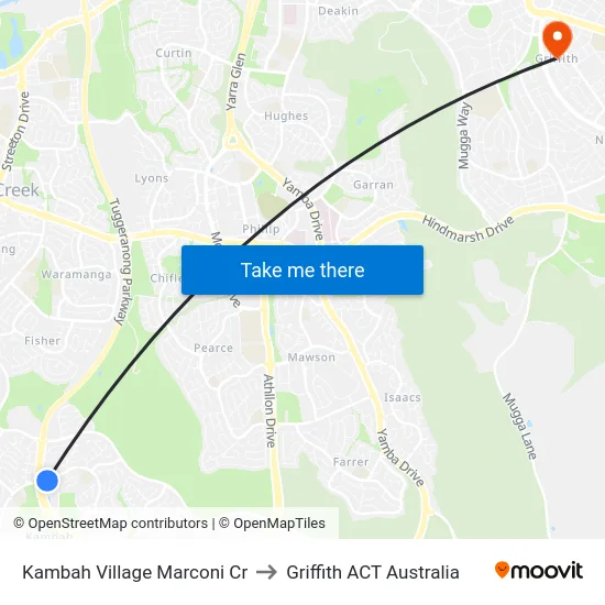 Kambah Village Marconi Cr to Griffith ACT Australia map